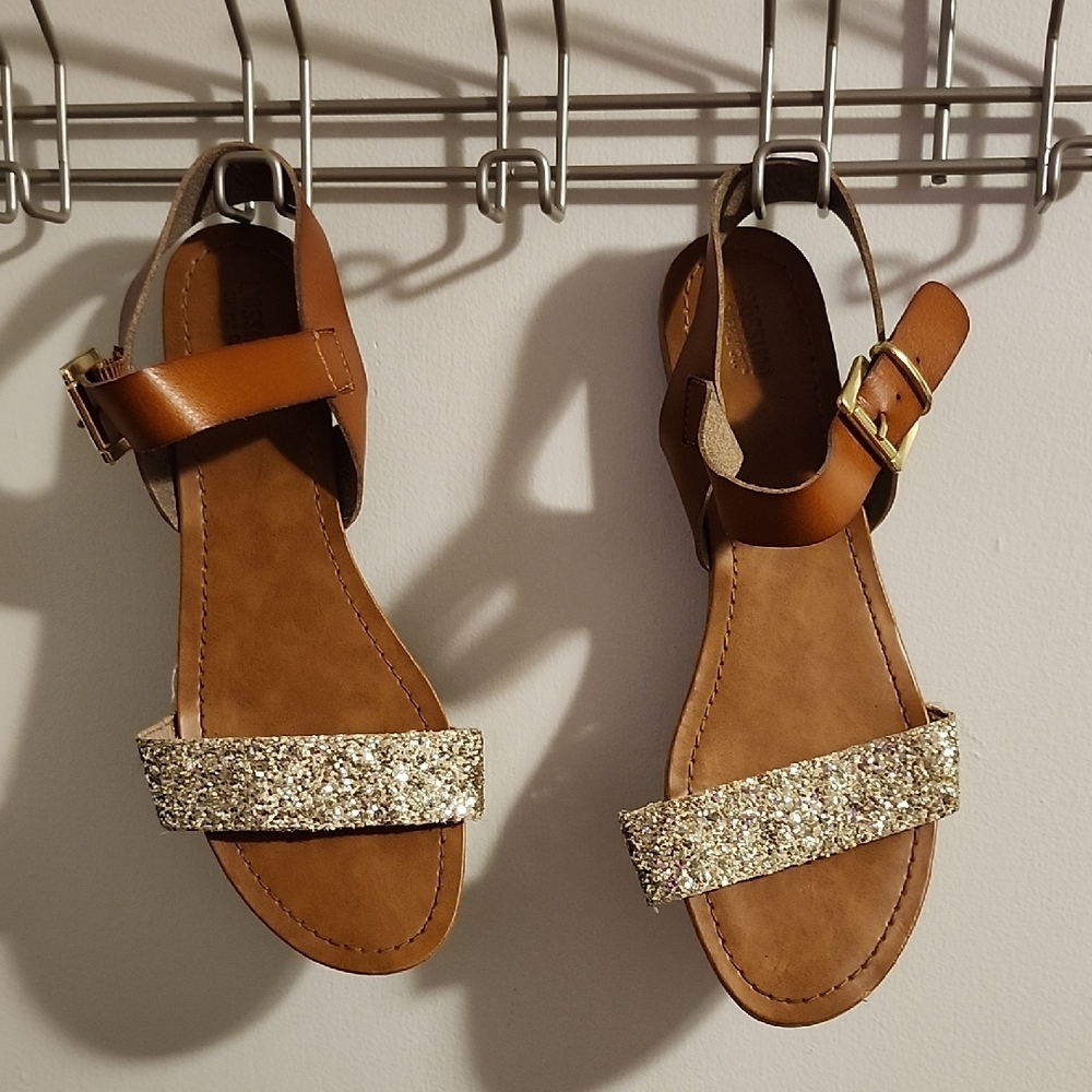 Brown and Gold Women's Sandals